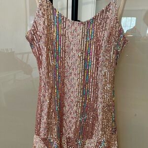 Sequin Mini Dress in Pink and Gold